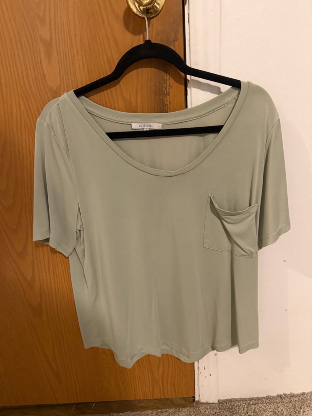 Love Tree Sage Relaxed Scoop Neck Short Sleeve Top